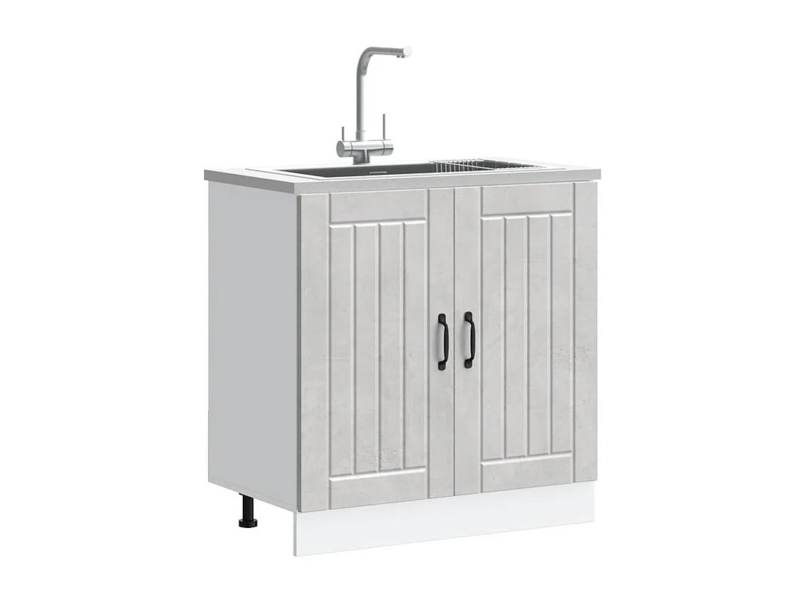 Meuble de base de lavabo Lucca gris béton bois ingénierie