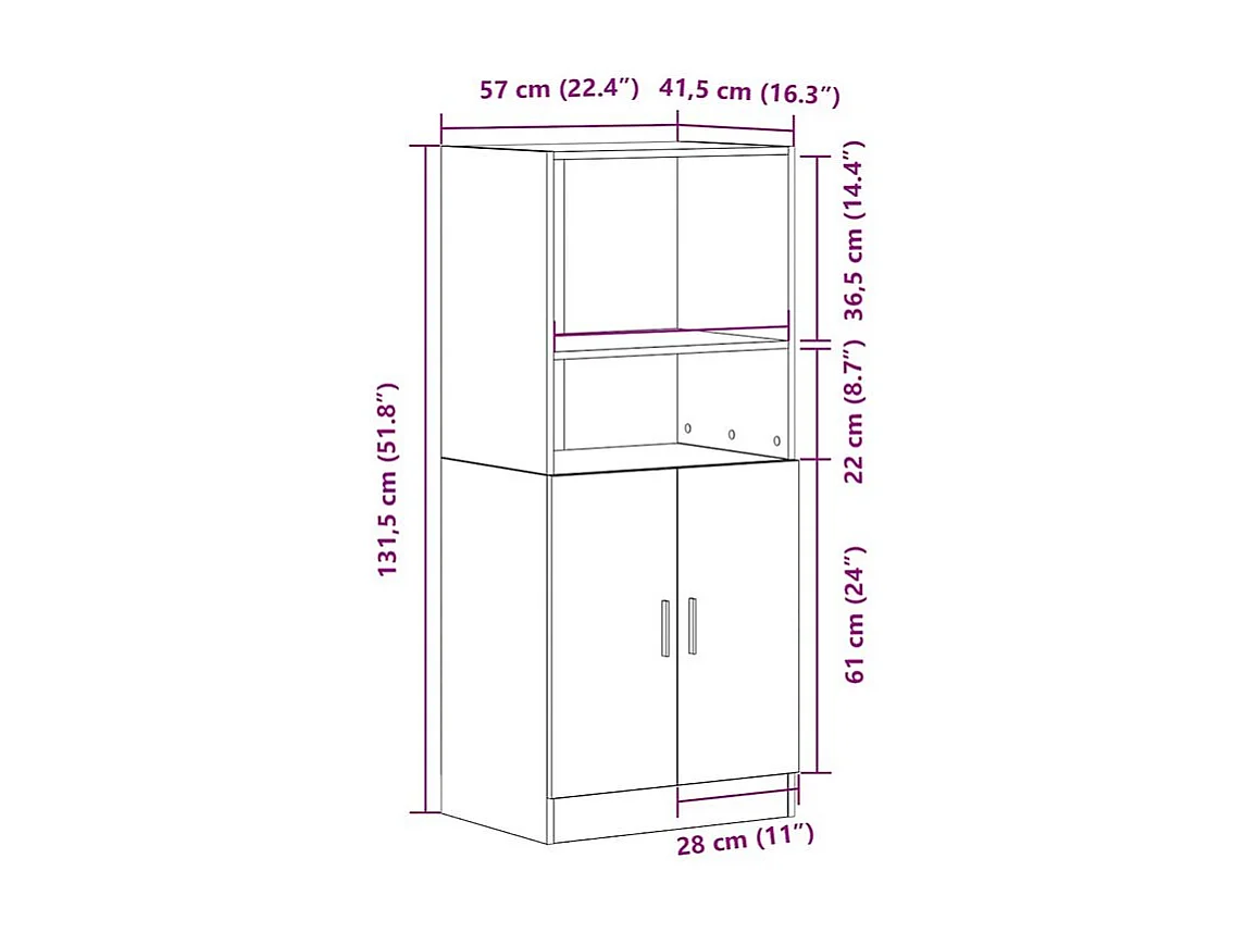 Armoire de cuisine chêne sonoma 57x41,5x131,5 bois ingénierie