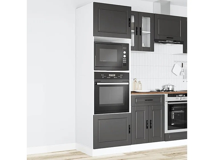 Armoire de four 2 pc Porto noir bois d'ingénierie