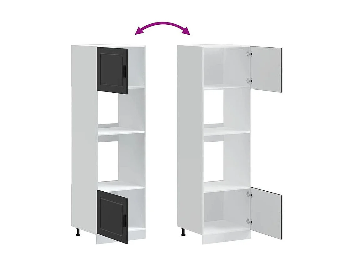 Armoire de four 2 pc Porto noir bois d'ingénierie