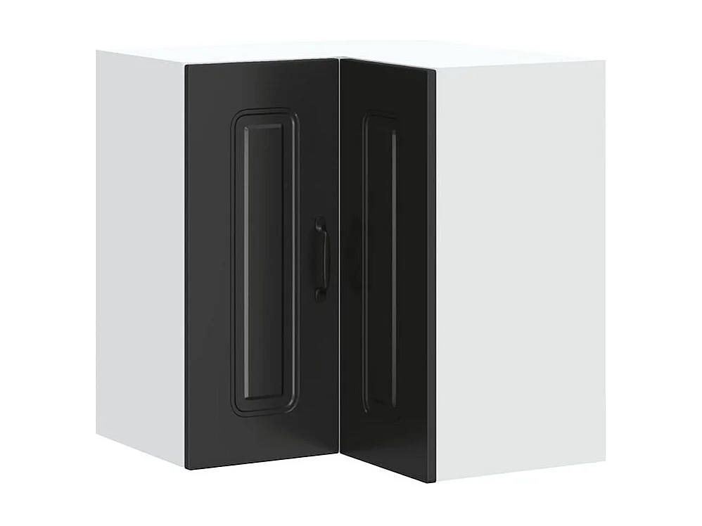 Armoire murale d'angle de cuisine Kalmar noir bois d'ingénierie