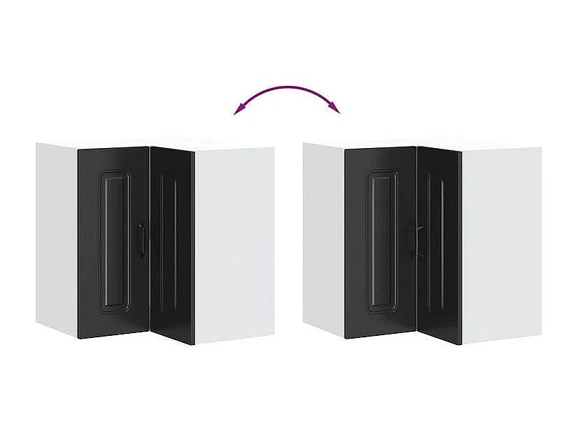 Armoire murale d'angle de cuisine Kalmar noir bois d'ingénierie