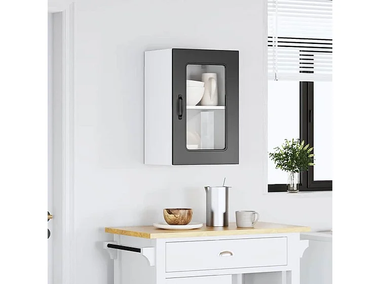 Armoire murale de cuisine avec porte en verre Kalmar noir