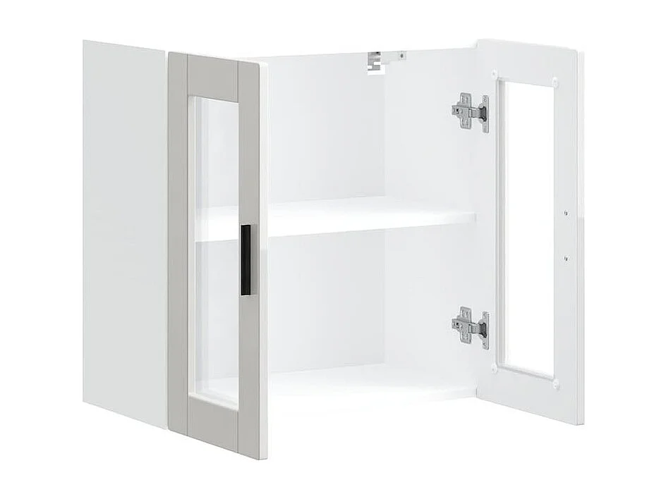 Armoire murale cuisine avec porte en verre Porto blanc brillant