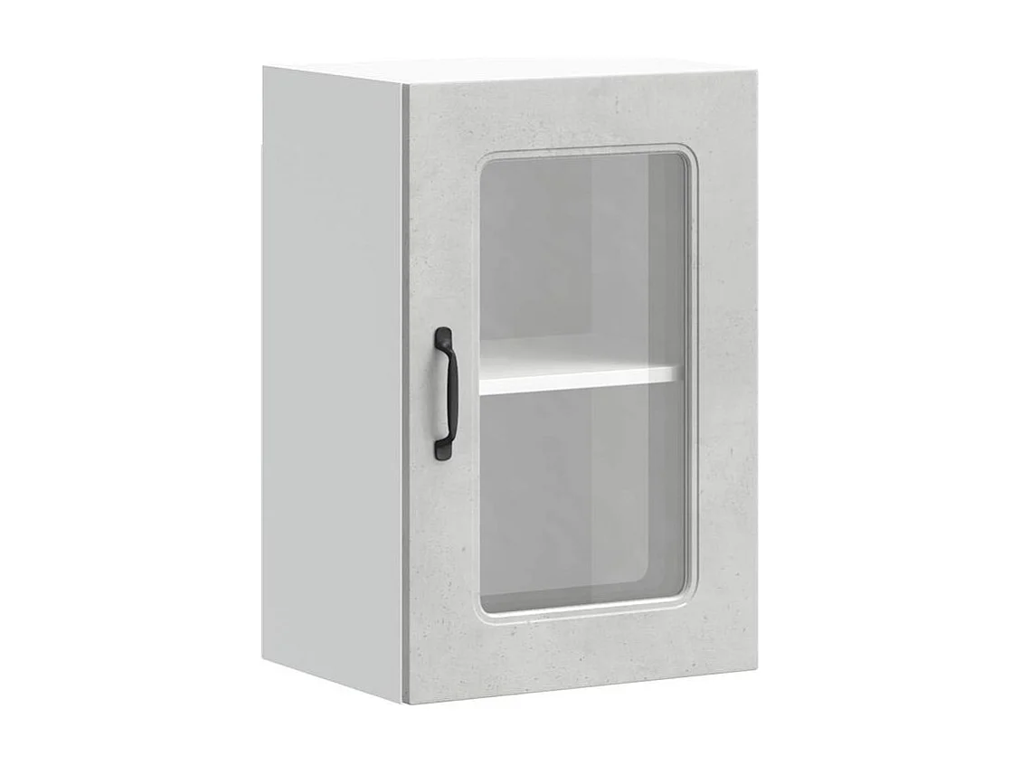 Armoire murale de cuisine avec porte en verre Kalmar gris béton