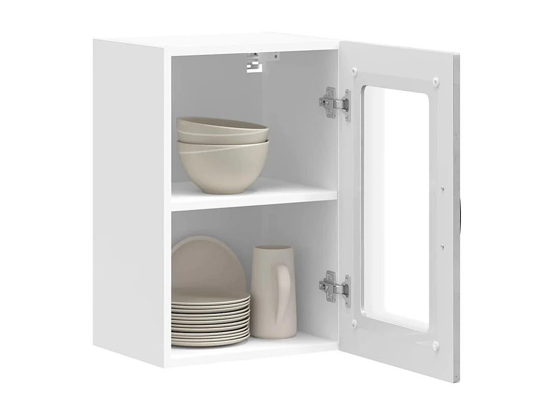 Armoire murale de cuisine avec porte en verre Kalmar gris béton