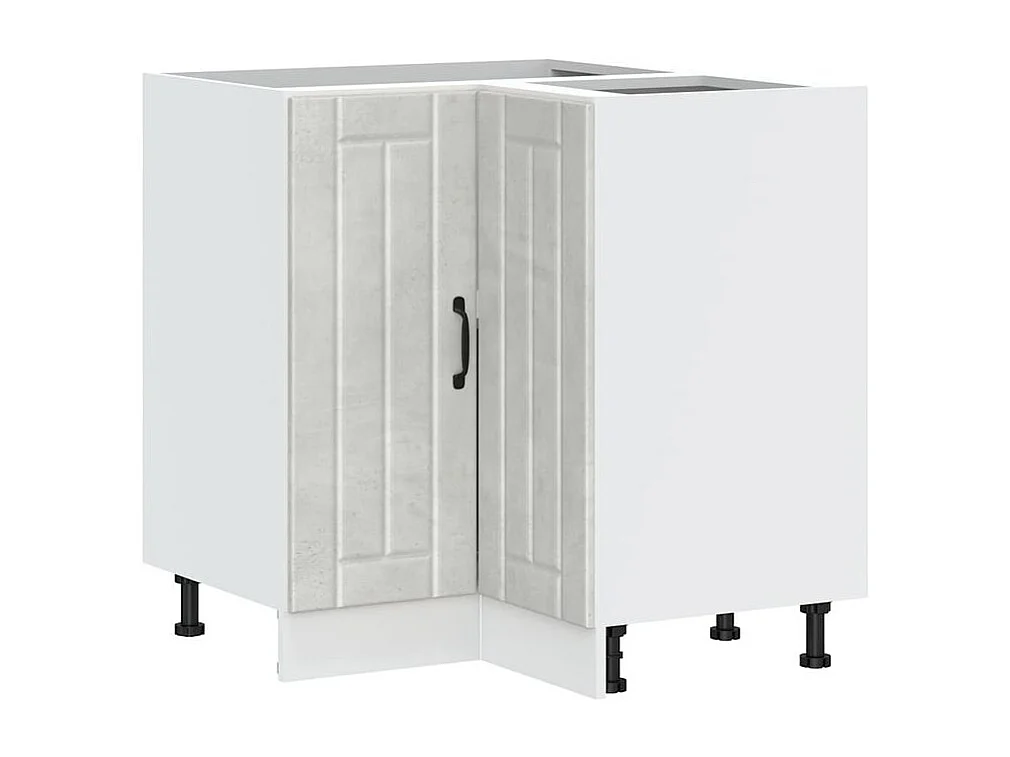 Armoire d'angle de cuisine Lucca gris béton bois d'ingénierie