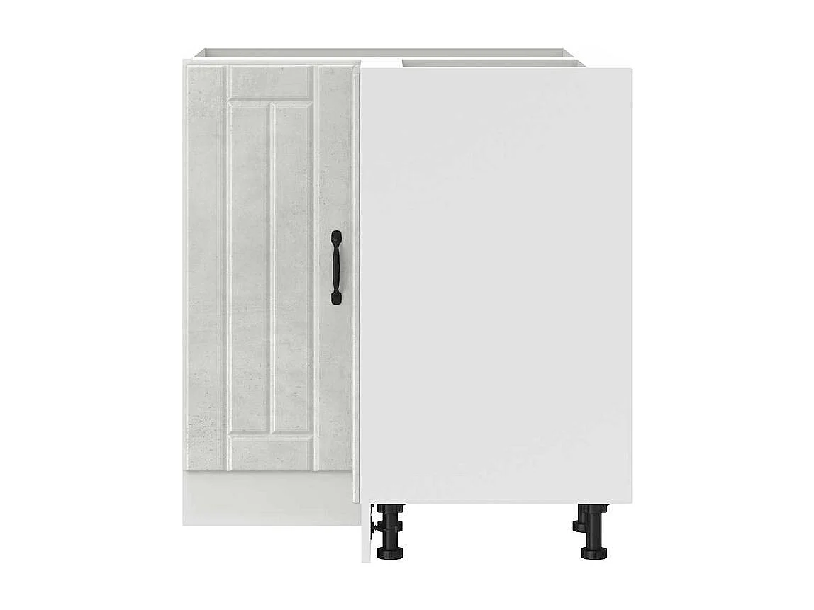 Armoire d'angle de cuisine Lucca gris béton bois d'ingénierie