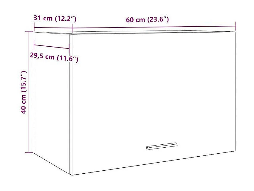 Armoire suspendue Gris béton 60x31x40