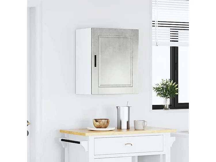 Armoire murale de cuisine Porto gris béton bois d'ingénierie
