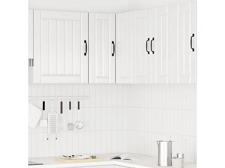 Armoire murale d'angle de cuisine Porto blanc brillant