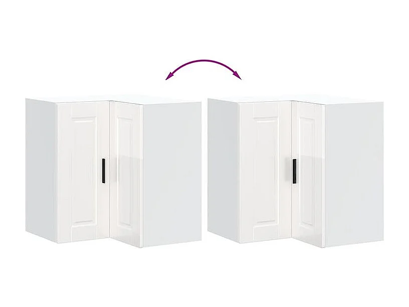 Armoire murale d'angle de cuisine Porto blanc brillant