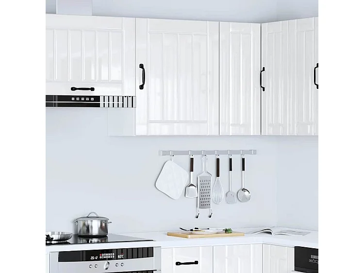 Armoire murale de cuisine Lucca blanc brillant bois ingénierie