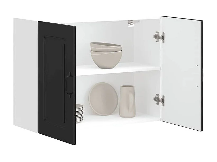Armoire murale de cuisine Kalmar noir bois d'ingénierie