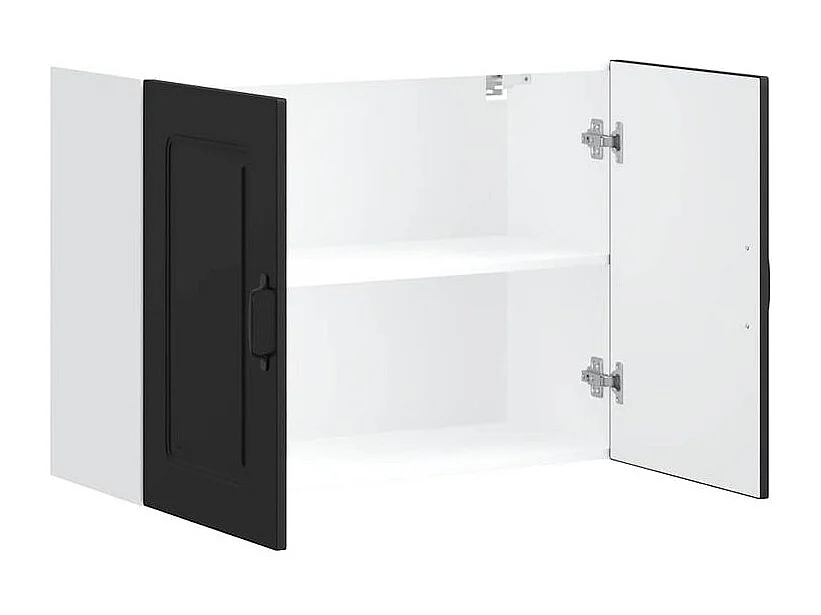 Armoire murale de cuisine Kalmar noir bois d'ingénierie