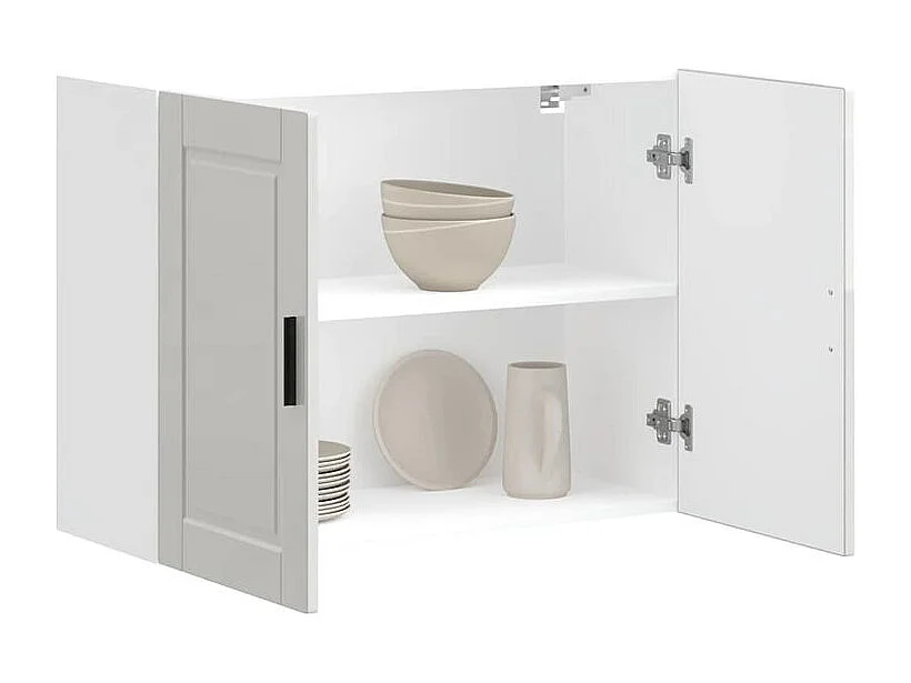 Armoire murale de cuisine Porto blanc brillant bois ingénierie