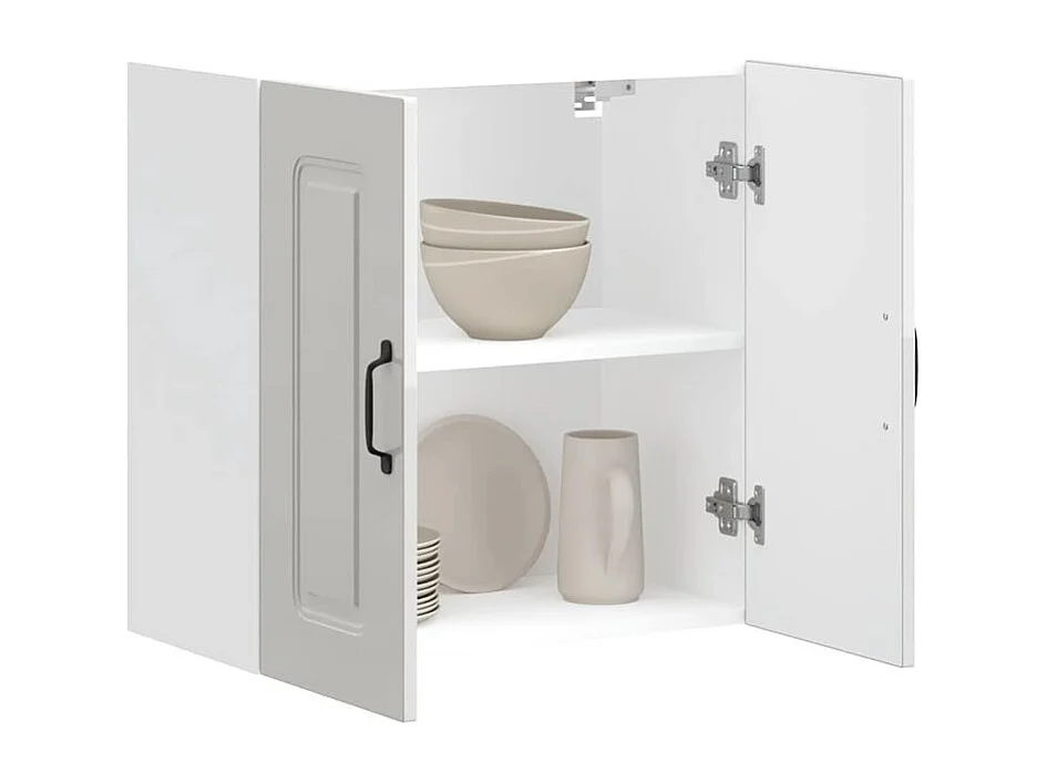 Armoire murale de cuisine Kalmar blanc brillant bois ingénierie