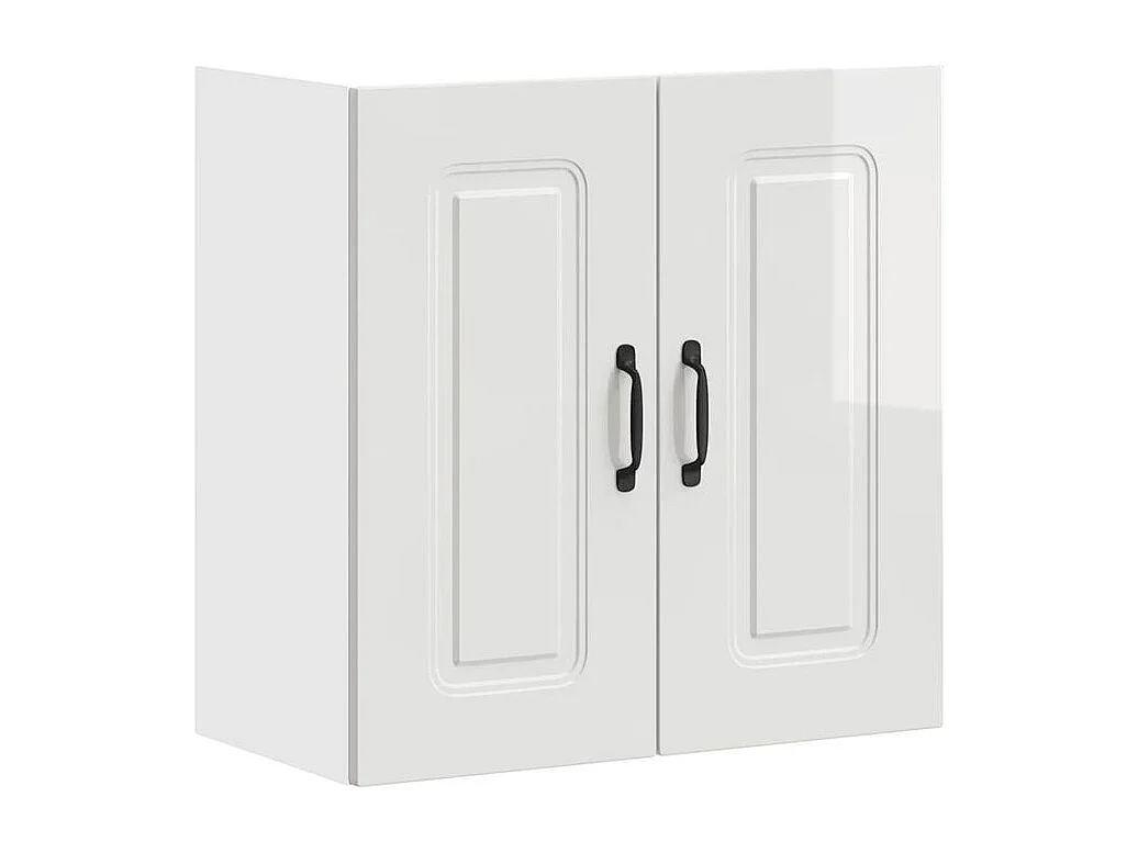 Armoire murale de cuisine Kalmar blanc brillant bois ingénierie