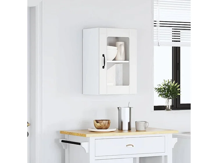 Armoire murale de cuisine avec porte en verre Lucca blanc