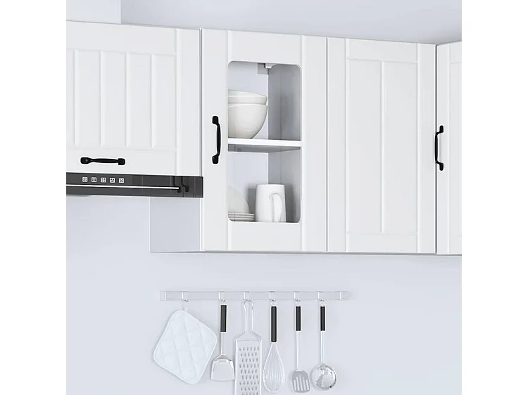 Armoire murale de cuisine avec porte en verre Lucca blanc