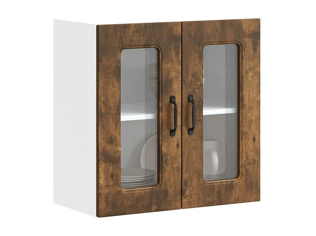 Armoire murale de cuisine avec porte en verre Kalmar chêne fumé