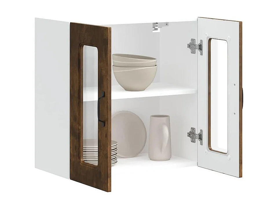 Armoire murale de cuisine avec porte en verre Kalmar chêne fumé