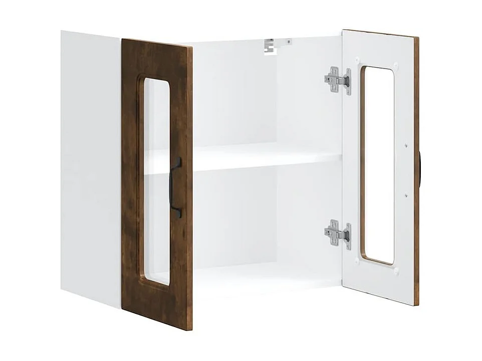 Armoire murale de cuisine avec porte en verre Kalmar chêne fumé