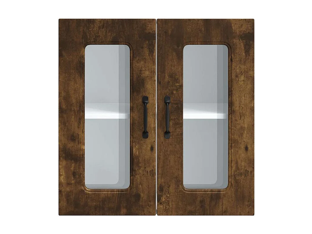 Armoire murale de cuisine avec porte en verre Kalmar chêne fumé
