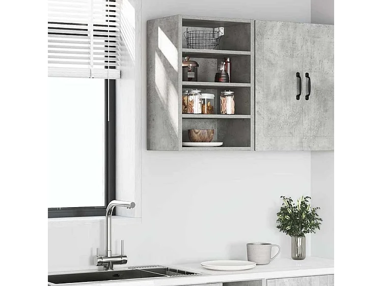 Armoire suspendue gris béton 40x29,5x60 bois d'ingénierie