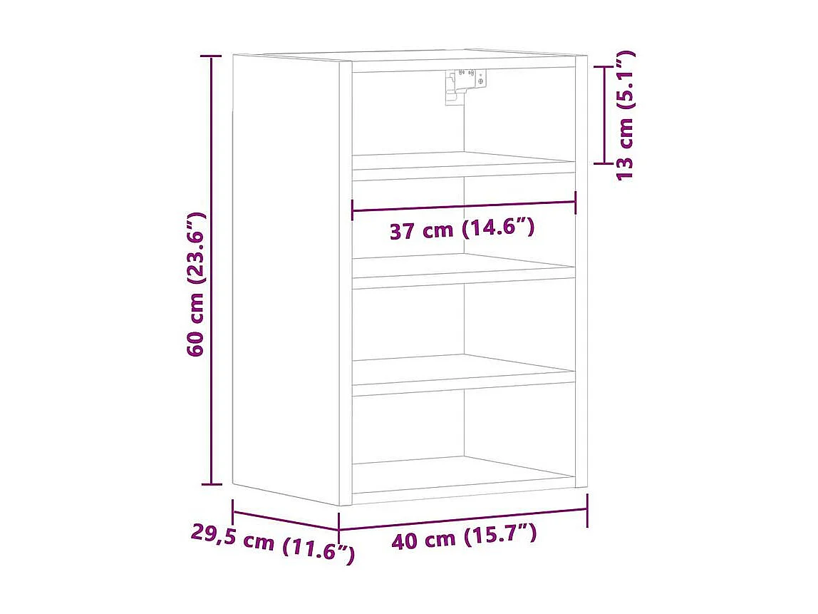 Armoire suspendue gris béton 40x29,5x60 bois d'ingénierie