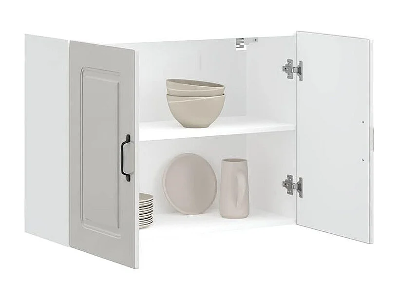 Armoire murale de cuisine Kalmar blanc brillant bois ingénierie