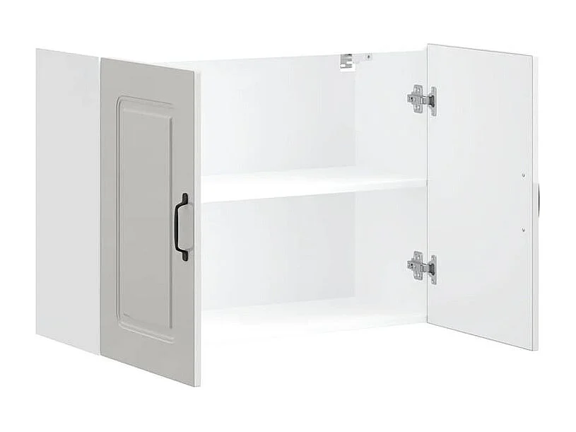 Armoire murale de cuisine Kalmar blanc brillant bois ingénierie