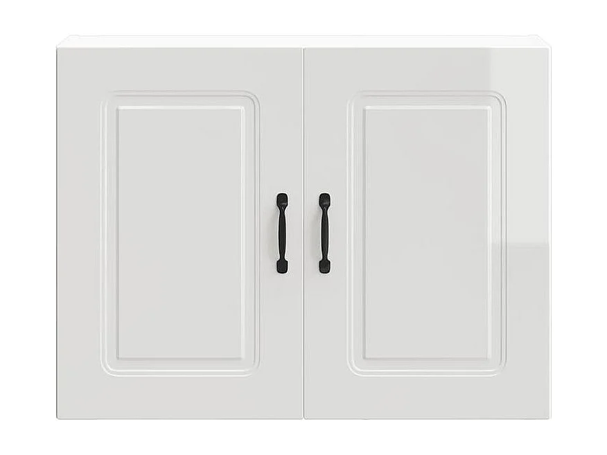 Armoire murale de cuisine Kalmar blanc brillant bois ingénierie