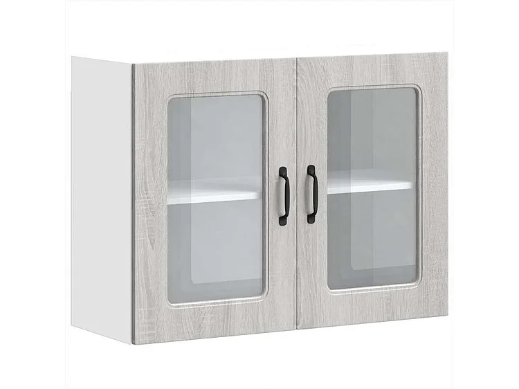 Armoire murale de cuisine et porte en verre Kalmar sonoma gris