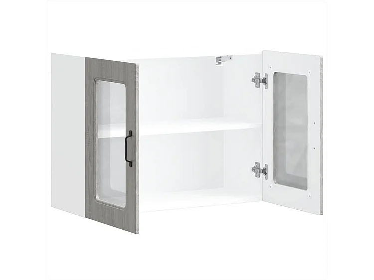 Armoire murale de cuisine et porte en verre Kalmar sonoma gris