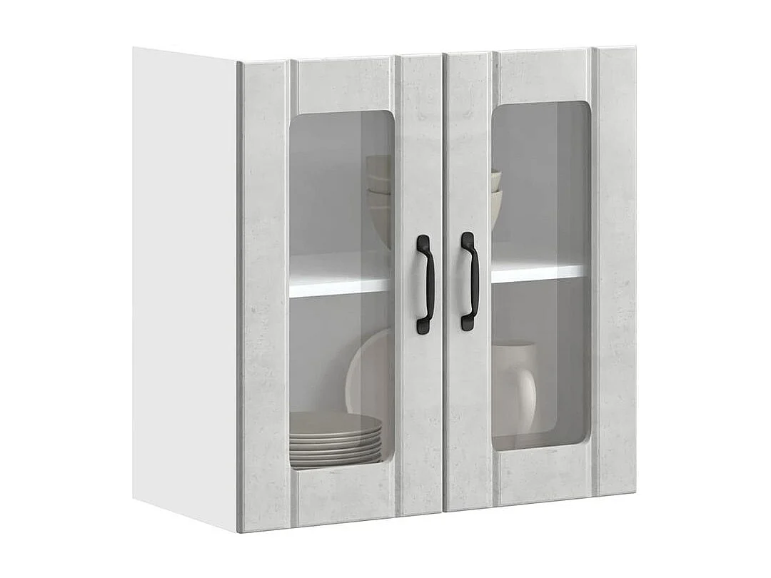 Armoire murale de cuisine avec porte en verre Lucca gris béton