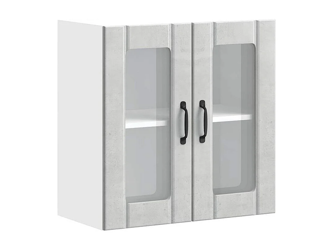 Armoire murale de cuisine avec porte en verre Lucca gris béton