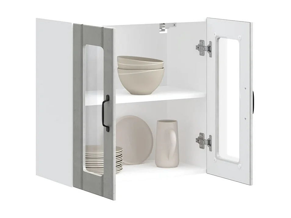 Armoire murale de cuisine avec porte en verre Lucca gris béton