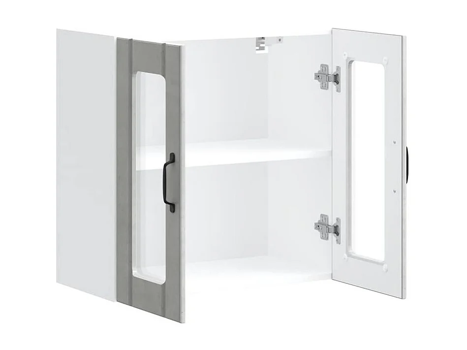 Armoire murale de cuisine avec porte en verre Lucca gris béton