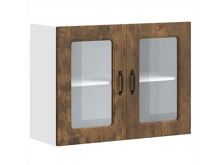 Armoire murale de cuisine avec porte en verre Kalmar chêne fumé