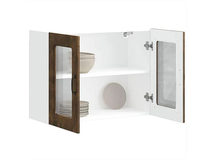 Armoire murale de cuisine avec porte en verre Kalmar chêne fumé