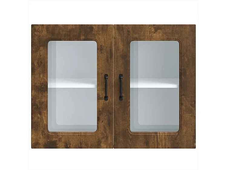 Armoire murale de cuisine avec porte en verre Kalmar chêne fumé