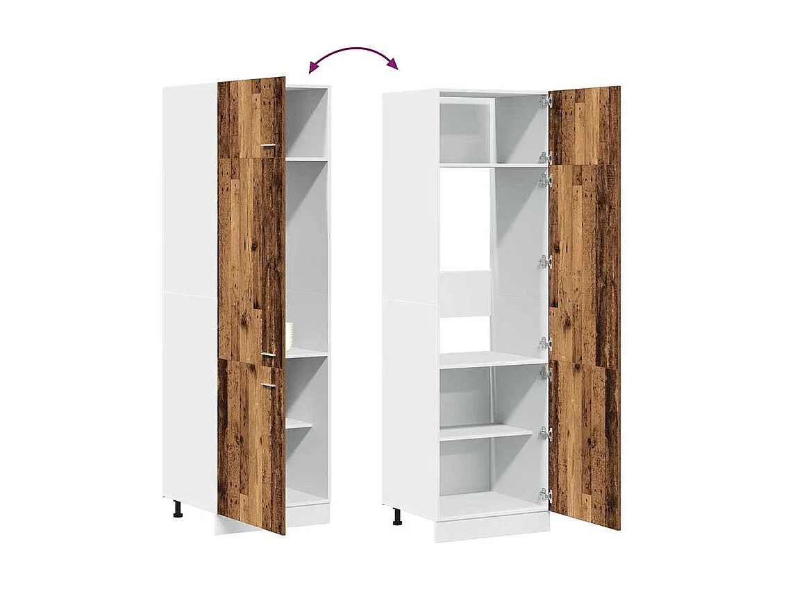 Armoire de réfrigérateur vieux bois 60x57x207 bois ingénierie