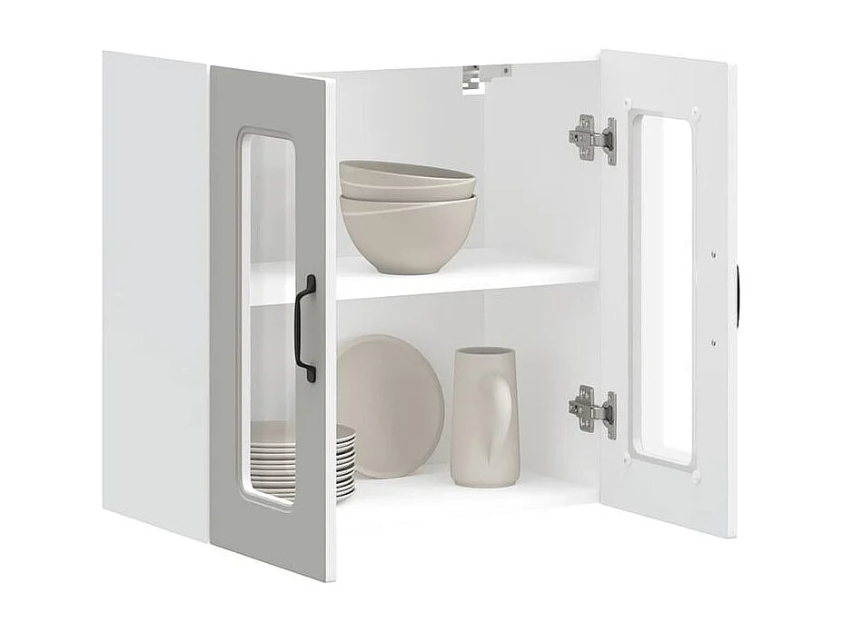 Armoire murale de cuisine avec porte en verre Kalmar blanc