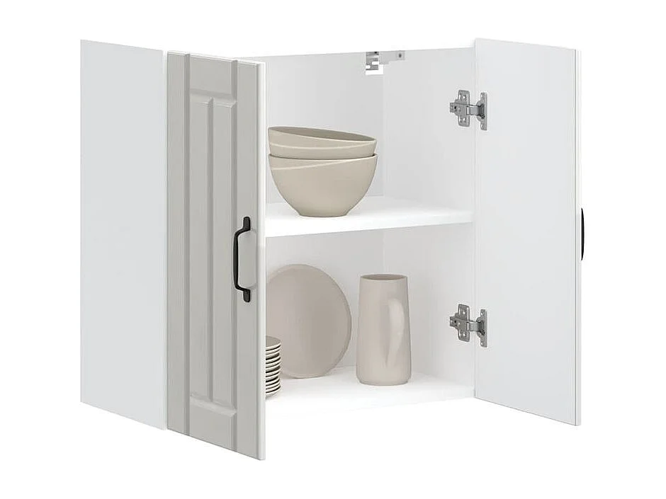 Armoire murale de cuisine Lucca blanc brillant bois ingénierie