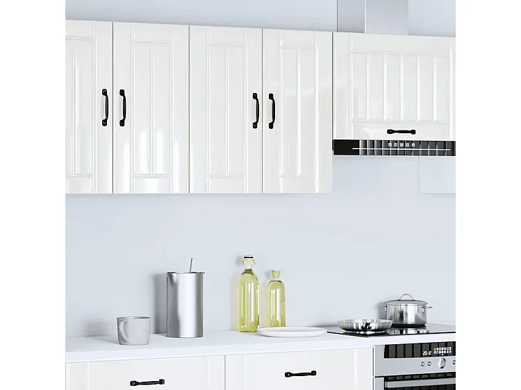 Armoire murale de cuisine Lucca blanc brillant bois ingénierie