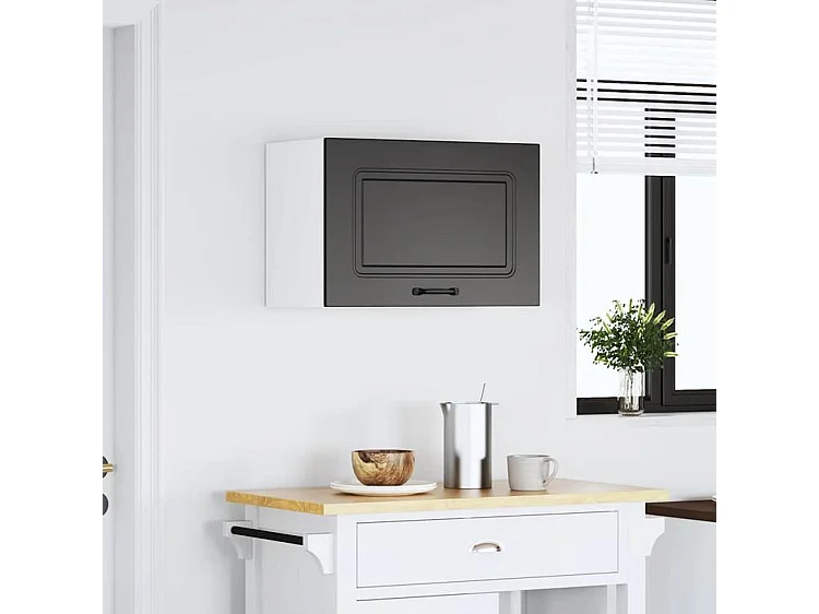 Armoire murale de cuisine Kalmar noir bois d'ingénierie
