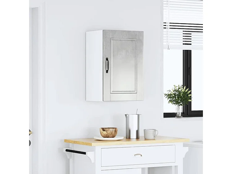 Armoire murale de cuisine Porto gris béton bois d'ingénierie
