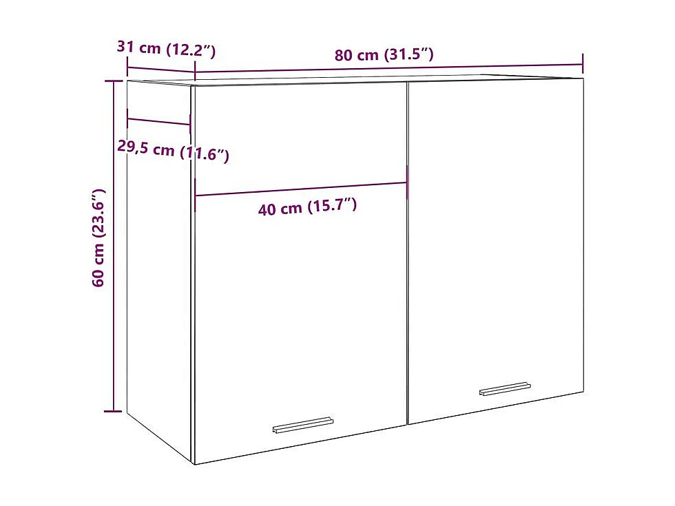 Armoire suspendue chêne artisanal 80x31x60 bois d'ingénierie