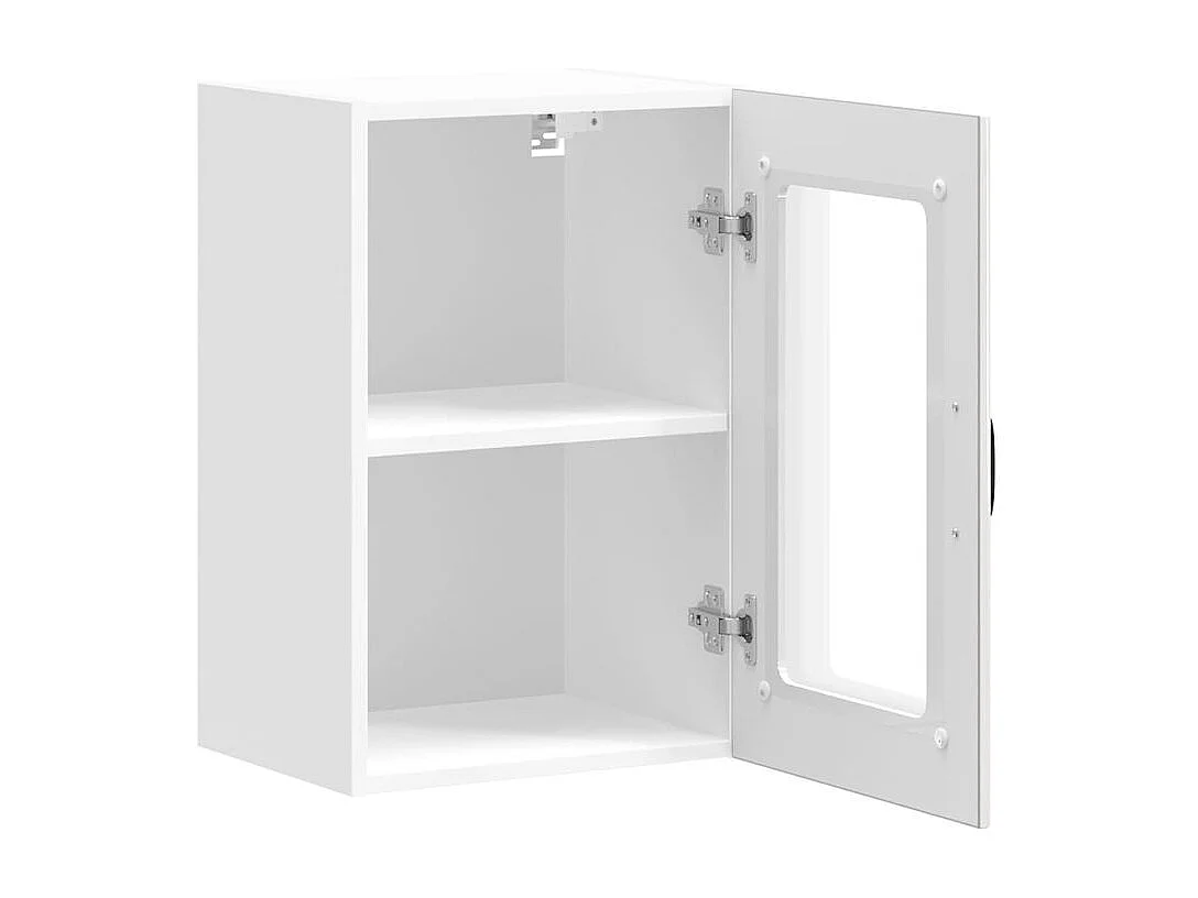 Armoire murale cuisine avec porte en verre Lucca blanc brillant